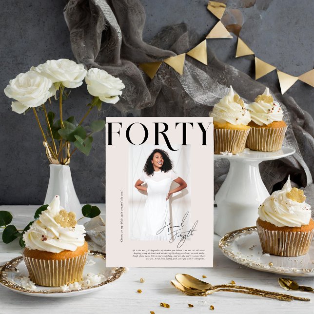 Modern Stylish Magazine | 40th Birthday Photo Invitation (Creator Uploaded)