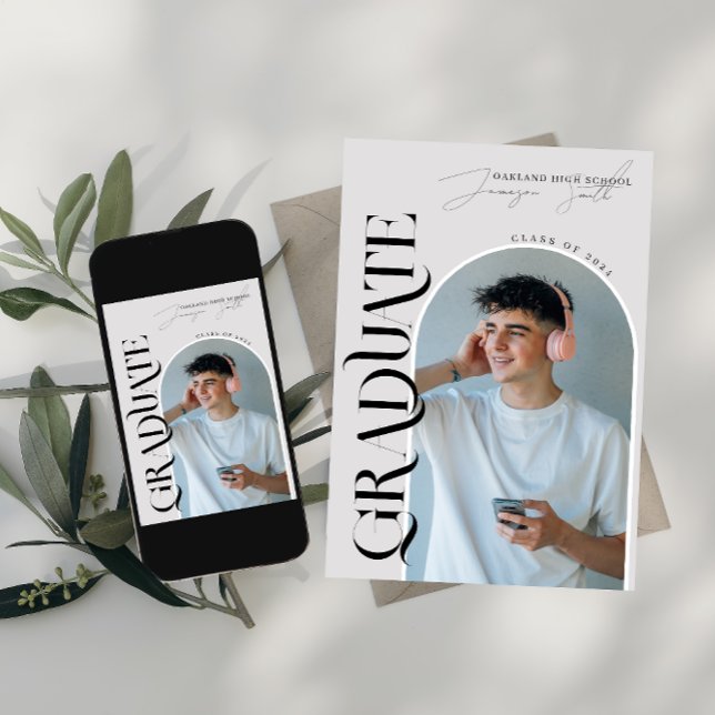 Modern Stylish Magazine Cover | Photo Graduation Invitation (Creator Uploaded)