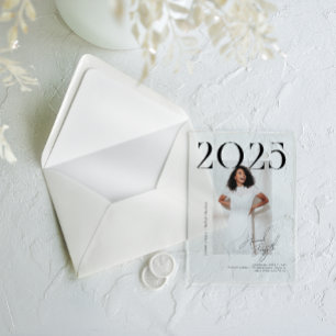 Modern Stylish Magazine Graduation Photo Party Acrylic Invitations