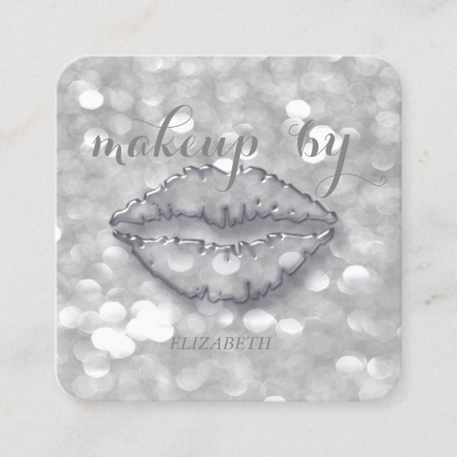 Modern Stylish,Makeup Artist,Bokeh,Lips Square Business Card (Front)