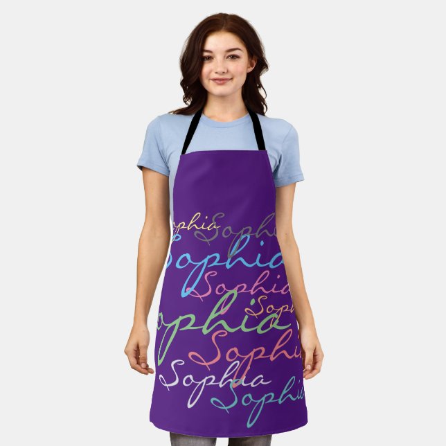 Modern Stylish Maximalist Custom Name Typography Apron (Worn)