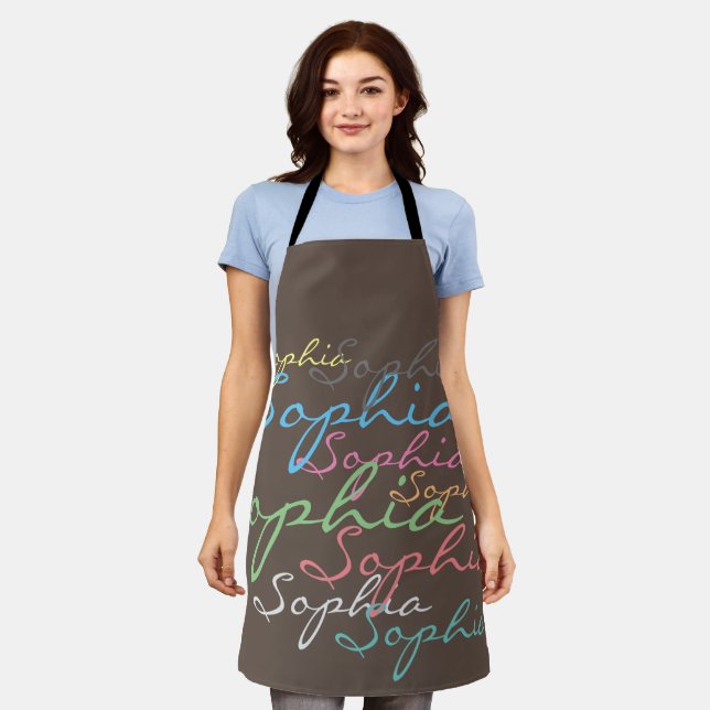 Modern Stylish Maximalist Custom Name Typography Apron (Worn)