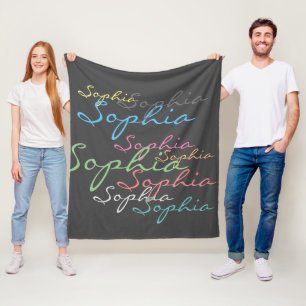 Modern Stylish Maximalist Custom Name Typography Fleece Blanket