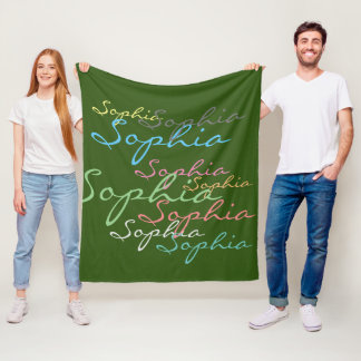Modern Stylish Maximalist Custom Name Typography Fleece Blanket