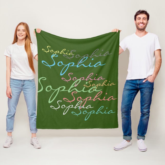 Modern Stylish Maximalist Custom Name Typography Fleece Blanket (In Situ)