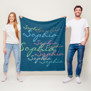Modern Stylish Maximalist Custom Name Typography Fleece Blanket
