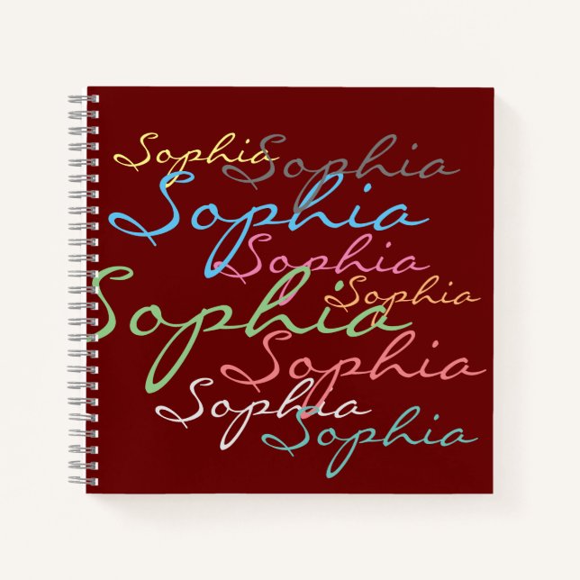 Modern Stylish Maximalist Custom Name Typography Notebook (Front)