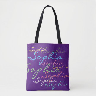 Modern Stylish Maximalist Custom Name Typography Tote Bag