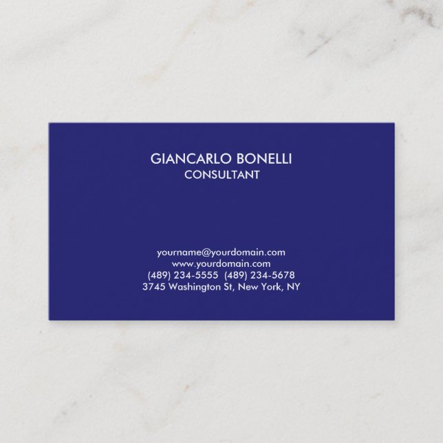 Modern Stylish Midnight Blue Professional Business Card (Front)