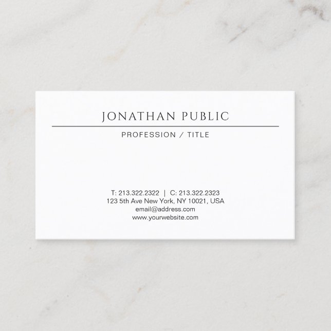 Modern Stylish Minimal Professional Template Cute Business Card (Front)