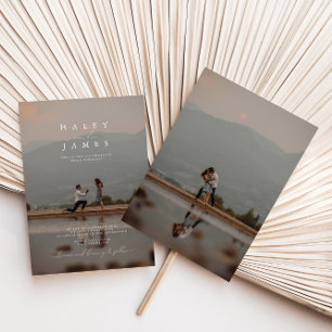 Modern Stylish Minimalist 2 Photo Script Wedding Invitation