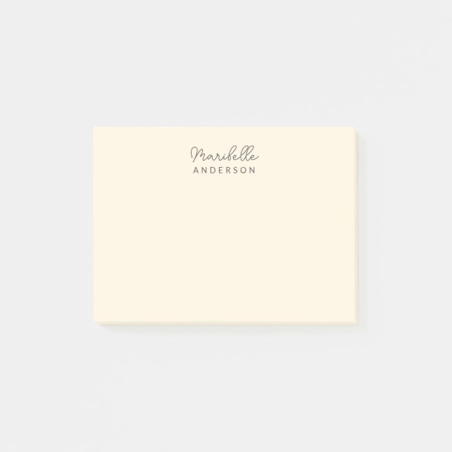 Modern Stylish Minimalist Monogram Name  Post-it Notes (Front)