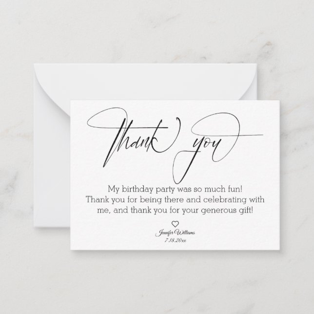 modern stylish minimalist thank you birthday card (Front)