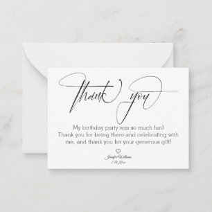 modern stylish minimalist thank you birthday card