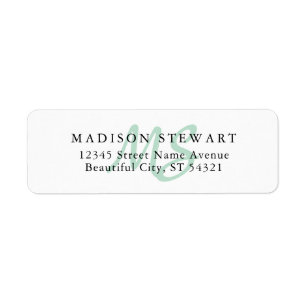 Modern Stylish Mint Green Brush Script Monogram