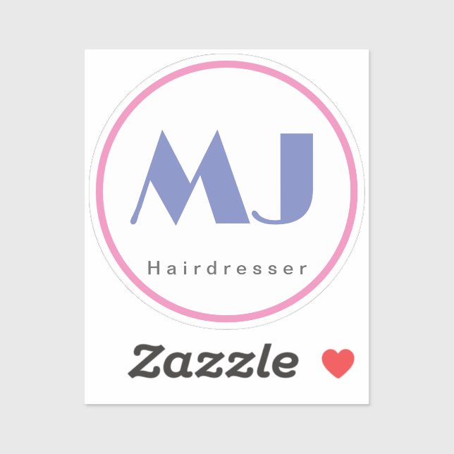 Modern Stylish Monogram Blue White Hairdresser (Sheet)
