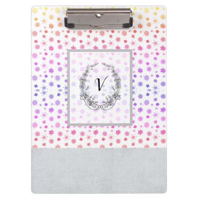 Modern Stylish Monogram Girly Patterns Clipboard (Front)