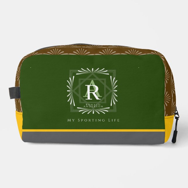 Modern Stylish Monogram Green Dopp Kit (Front)