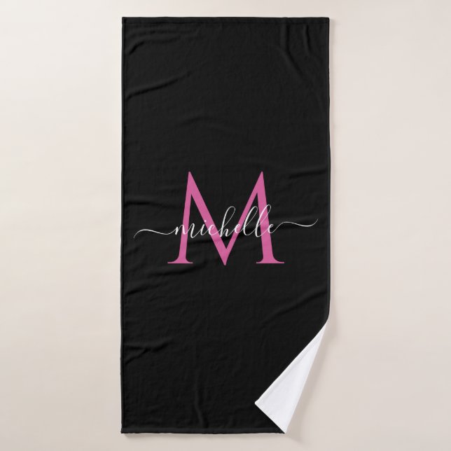 Modern stylish monogram initial personalised bath towel (Bath Towel)