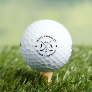 Modern Stylish Monogram & Name Personalised Golf Balls