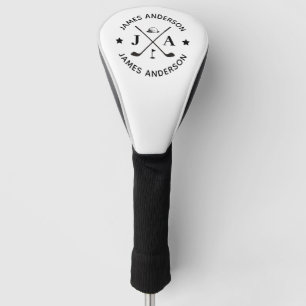 Modern Stylish Monogram & Name Personalised Golf Head Cover
