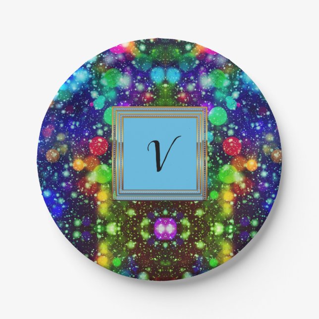 Modern Stylish Monogram Patterns Winter Party Paper Plate (Front)
