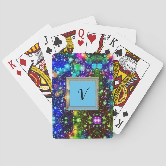 Modern Stylish Monogram Patterns Winter Party Playing Cards (Back)