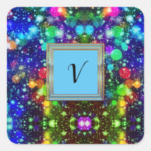 Modern Stylish Monogram Patterns Winter Party Square Sticker