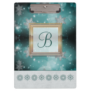 Modern Stylish Monogram Patterns Winter Snowflakes Clipboard