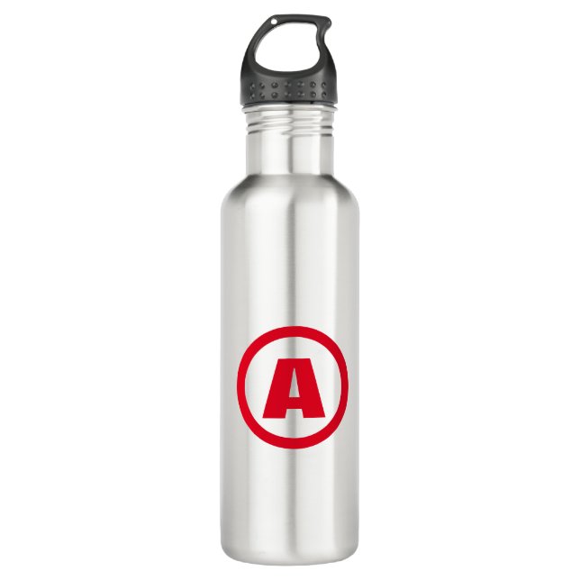 Modern Stylish Monogram Red Initial Letter White 710 Ml Water Bottle (Front)