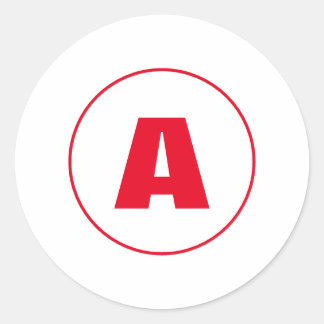 Modern Stylish Monogram Red Initial Letter White Classic Round Sticker