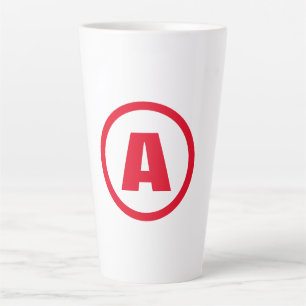 Modern Stylish Monogram Red Initial Letter White Latte Mug