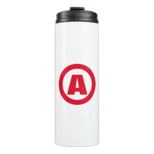Modern Stylish Monogram Red Initial Letter White Thermal Tumbler
