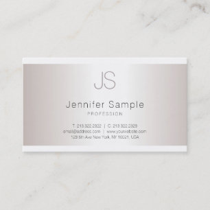 Modern Stylish Monogram Sleek Design Salon Silver Business Card