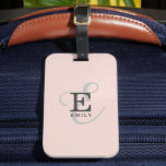 Modern Stylish Monogram Typography Blush Pink Luggage Tag<br><div class="desc">It's all about you with this beautiful blush pink luggage tag design that is an elegant stylish representation of your name and monogram. Classic serifs and a more ornate script typography combine in a balanced and symmetry. The three elements blend together with a sophisticated harmony and create your own personal...</div>