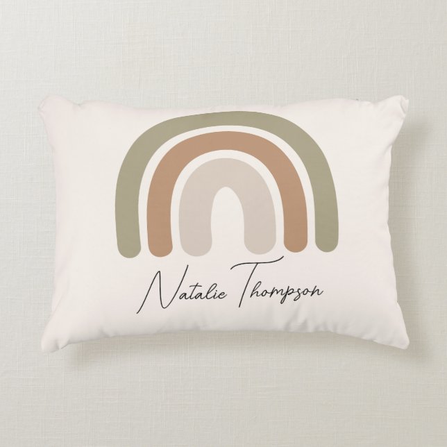 Modern stylish monogrammed rainbow pink pastel  decorative cushion (Front)