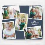 Modern stylish multi photo family home decor blue mouse mat<br><div class="desc">Modern stylish multi photo family home decor. Navy blue colour can be changed.</div>
