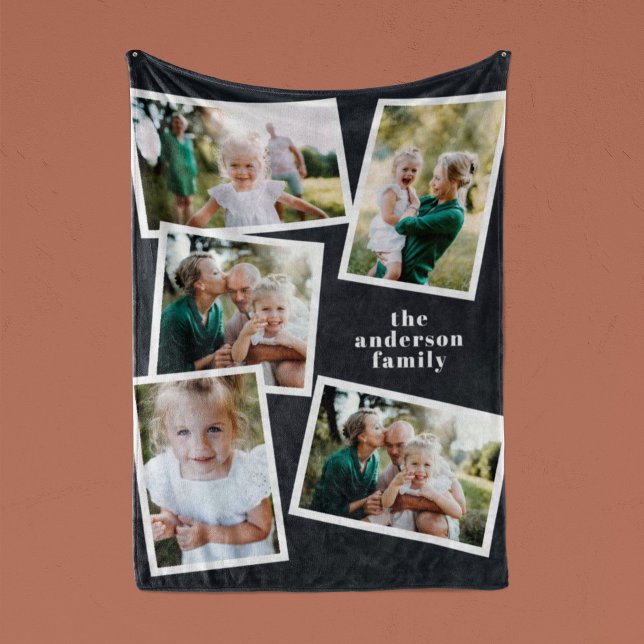 Modern stylish multi photo family home decor fleece blanket (Creator Uploaded)