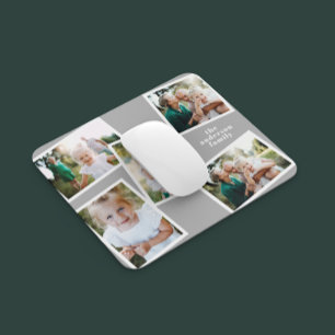 Modern stylish multi photo family home decor grey mouse mat