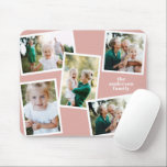 Modern stylish multi photo family home decor pink mouse mat<br><div class="desc">Modern stylish multi photo family home decor. The girly rose pink colour can be changed.</div>