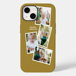 Modern stylish multi photo family mustard elegant iPhone 14 case