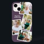 Modern stylish multi photo family purple Case-Mate iPhone 14 case<br><div class="desc">Modern stylish multi photo family electronic phone case design. Ideal birthday,  Christmas,  mothers day or Fathers day design. Purple colour can be changed.</div>