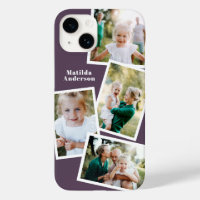 Modern stylish multi photo family purple