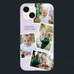 Modern stylish multi photo family purple girly<br><div class="desc">Modern stylish multi photo family electronic phone case design. Ideal birthday,  Christmas,  mothers day or Fathers day design. purple lilac colour can be changed.</div>