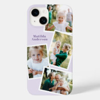 Modern stylish multi photo family purple girly