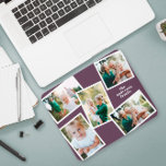 Modern stylish multi photo family purple mouse mat<br><div class="desc">Modern stylish multi photo family home decor. The purple elegant color can be changed.</div>