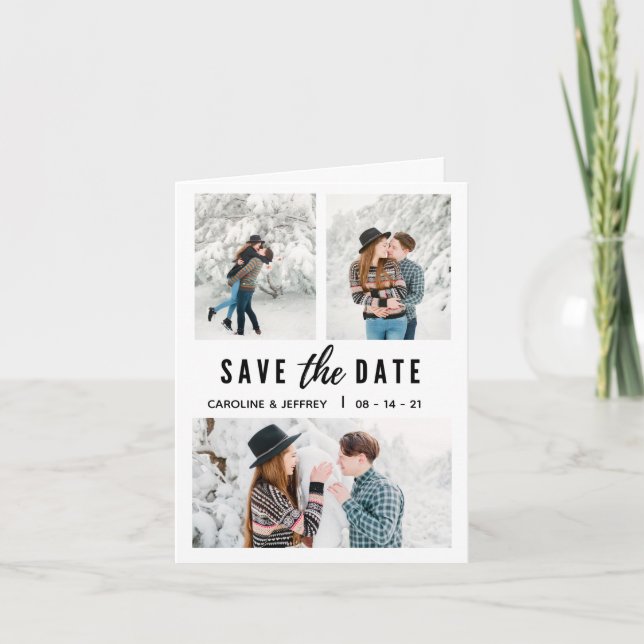 modern stylish multi photo save the date announcement (Front)