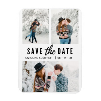 modern stylish multi photo save the date magnet