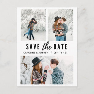 modern stylish multi photo save the date postcard