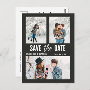modern stylish multi photo save the date postcard